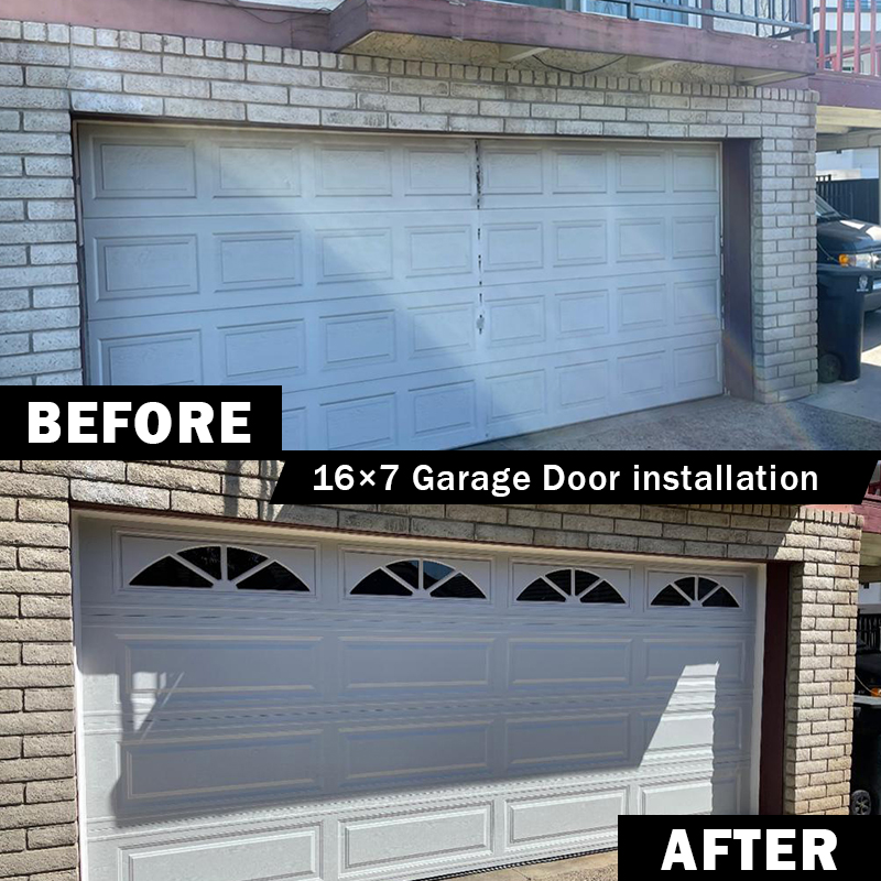 16×7 Garage Door installation - Before and After